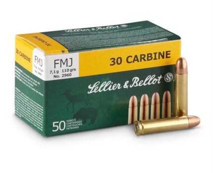 Sellier & Bellot Ammunition 30 Carbine 110 Grain Full Metal Jacket Box of 50