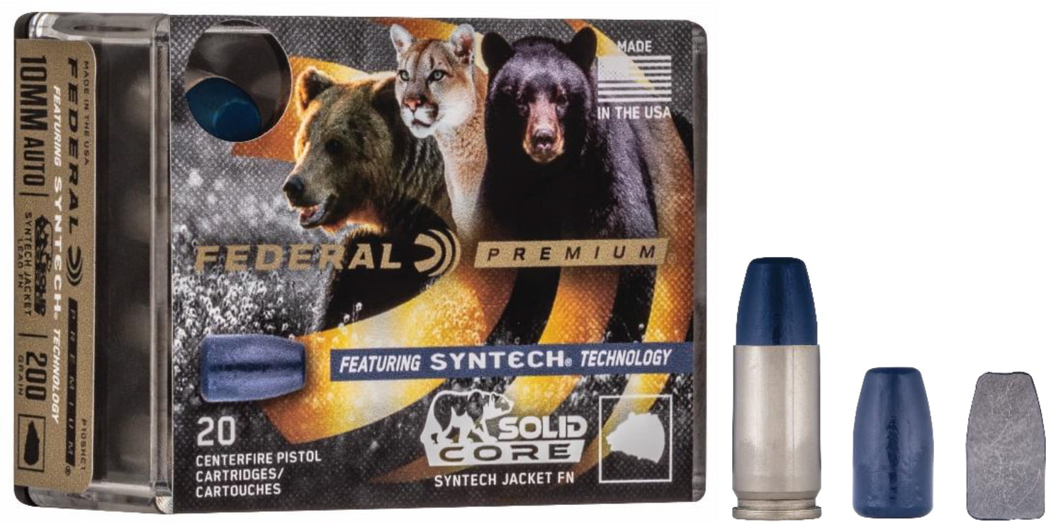 Federal-Premium-Centerfire-Handgun-Ammunition-10mm-Auto-200-grain-Syntech-Jacket-Solid-Core-Centerfire-Pistol-Ammunition